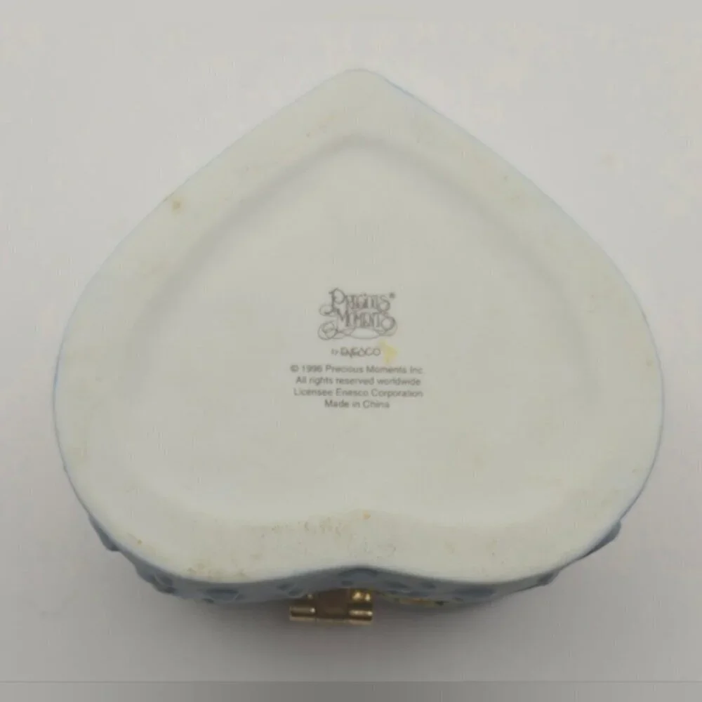 1996 Precious Moments Heart Shape Jewelry / Trinket Box